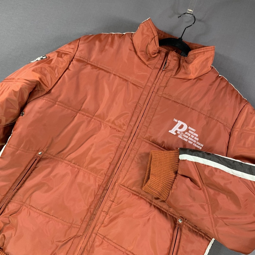 Vintage Point Zero Jacket‎ Mens XL Red Puffer Bomber Racing Stripe 5 Y2K Street